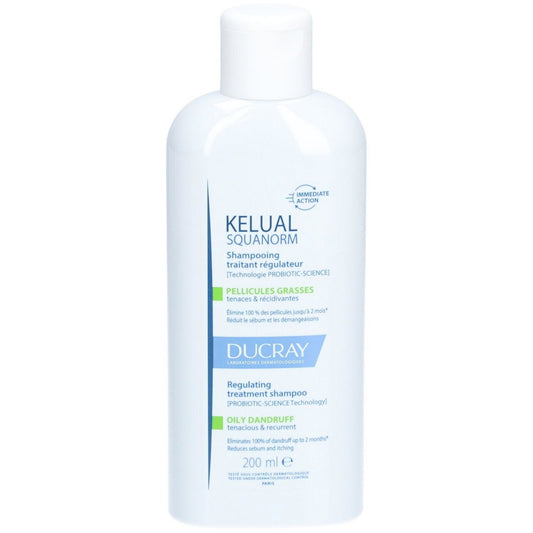 Ducray, Kelual Squanorm, Hair Treatment Shampoo, Anti-Dandruff & Sebum Control, For Scalp With Oily Dandruf, 200 ml